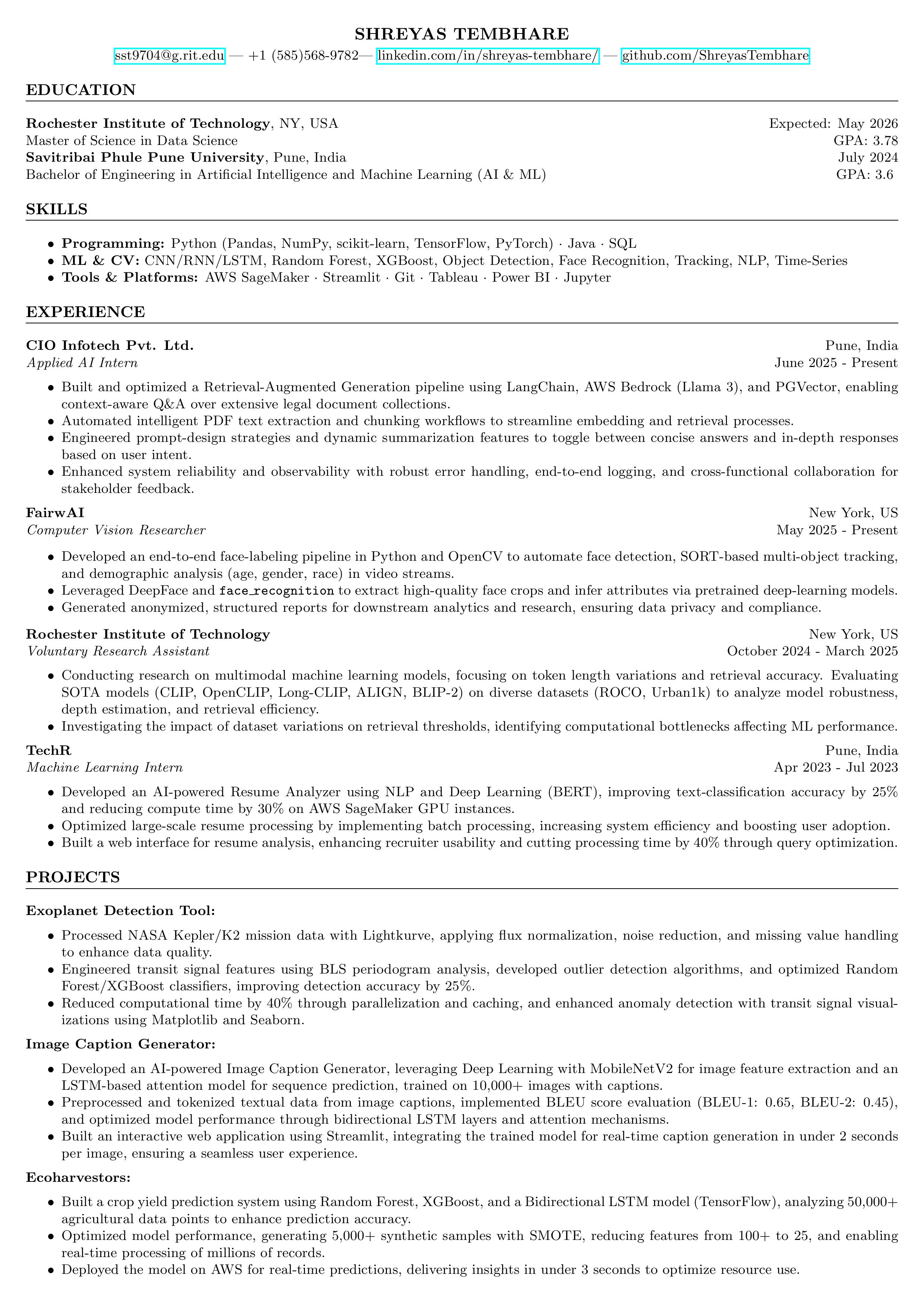 Shreyas Tembhare Resume Preview